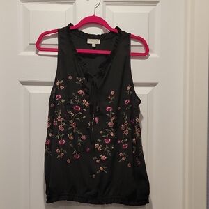 Chenault Black Floral Embroidered Blouse